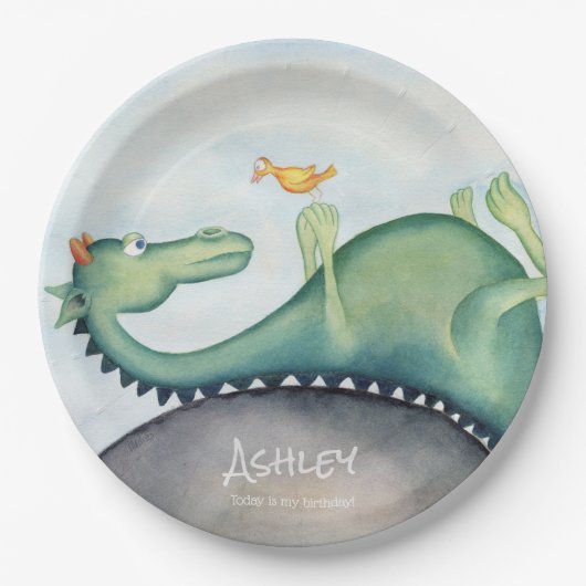 126.竜と鳥 ペーパープレート (正面)