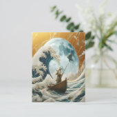 126.老人と巨大な波 ポストカード (スタンド正面)