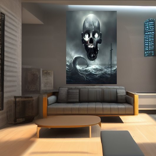 129.スカルと海 | AIアートポスター ポスター