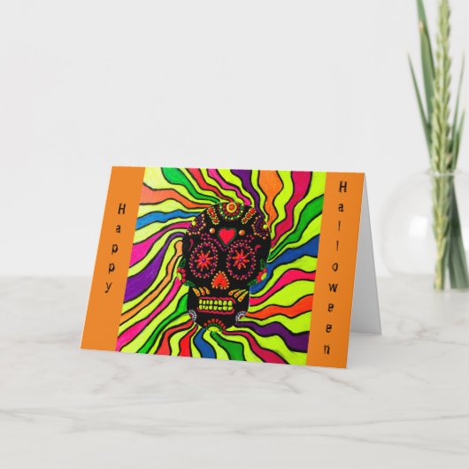 12 – ネオンスカルハロウィンカード カード (正面)