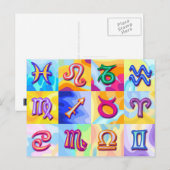 12〔占星術の〕十二宮図シンボルや象徴アポップ・アートのート ポストカード (正面/裏面)