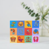 12〔占星術の〕十二宮図シンボルや象徴漫画スタイル ポストカード (スタンド正面)