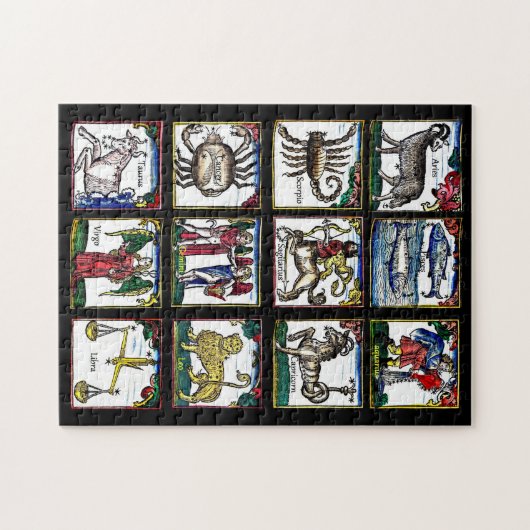 12〔占星術の〕十二宮図シンボルや象徴誕生日星占いシンボルアート ジグソーパズル (横)