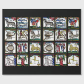 12〔占星術の〕十二宮図シンボルや象徴誕生日星占いシンボルアート ラッピングペーパー (フラット)