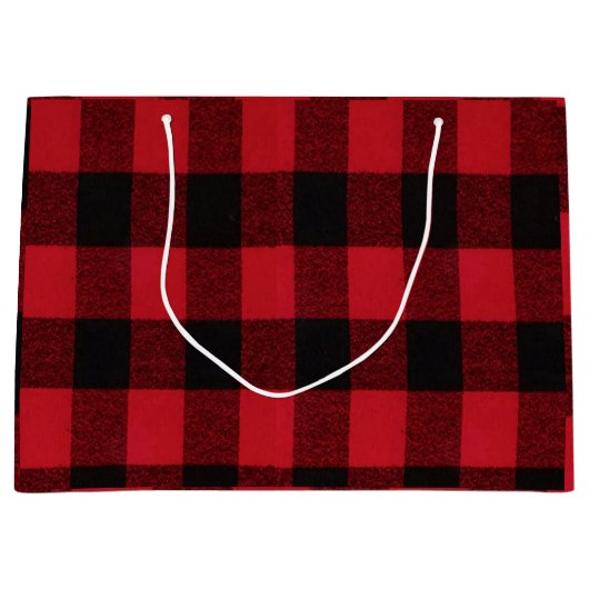 12.5lx4wx9h大型抱き枕赤バッファロープレイド黒 ラージペーパーバッグ (正面)