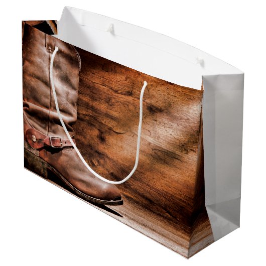 12.5lx4wx9h大抱き枕カウボーイブーツバーンウッド ラージペーパーバッグ (裏面アングル)