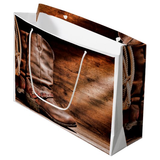 12.5lx4wx9h大抱き枕カウボーイブーツバーンウッド ラージペーパーバッグ (正面アングル)