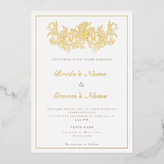 12.7 cm x 17.8 cmフォイル招待状 箔招待状 (正面)