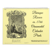 12 Baroque Rococo ca. 1766 Calendar Prints カレンダー (カバー)