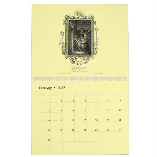 12 Baroque Rococo ca. 1766 Calendar Prints カレンダー (2月 2027)