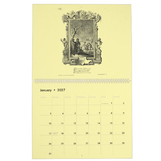 12 Baroque Rococo ca. 1766 Calendar Prints カレンダー (1月 2027)