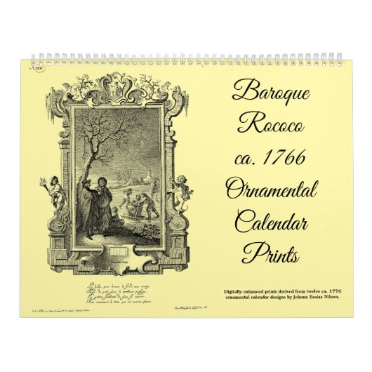 12 Baroque Rococo ca. 1766 Calendar Prints カレンダー (カバー)