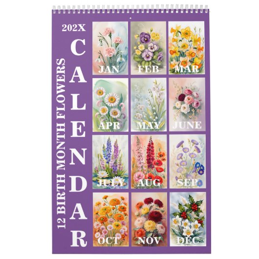 12 Birth Month Flowers 2026 Wall Calendar カレンダー (カバー)