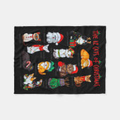 12 Cats Of Christmas Funny Holiday Xmas Cat Lover  フリースブランケット (正面(横))