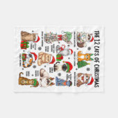 12 Cats Of Christmas Funny Xmas Cat Lover Holiday  フリースブランケット (正面(横))