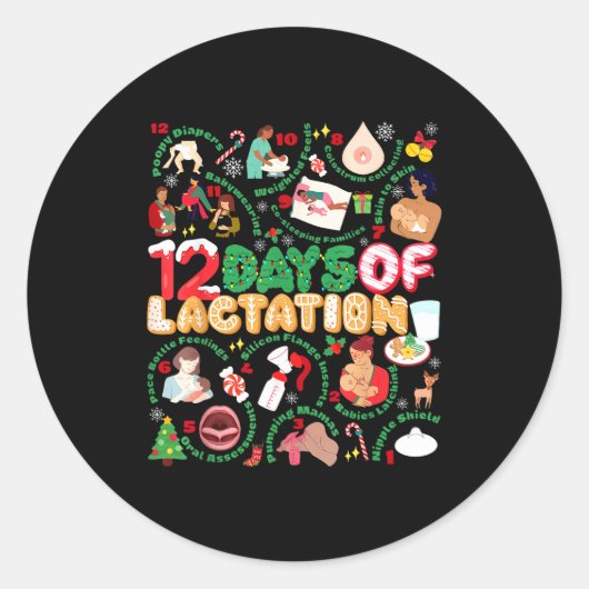 12 Day Of Ibclc Lactation Consultant Breastfeeding ラウンドシール (正面)