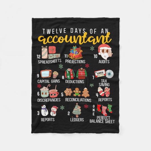 12 Days Of An Accountant, Xmas Party, Funny Accoun フリースブランケット (正面)