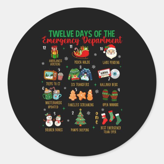 12 Days Of An Emergency Department Er Nurse Christ ラウンドシール (正面)