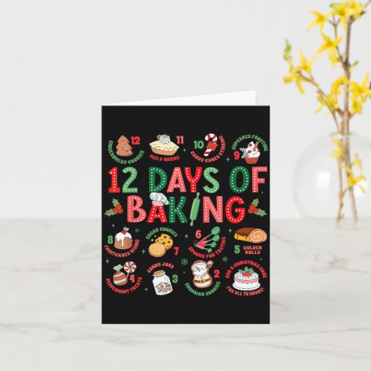 12 Days Of Baking Baker Christmas Cook Chef Baking カード (黄色い花)