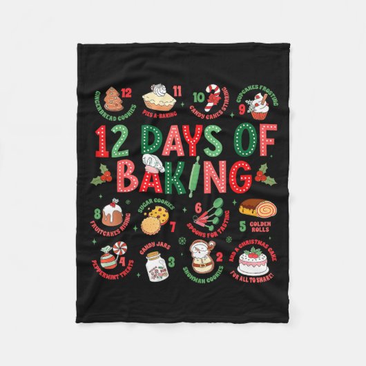 12 Days Of Baking Baker Christmas Cook Chef Baking フリースブランケット (正面)