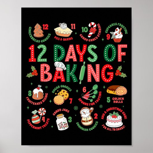 12 Days Of Baking Baker Christmas Cook Chef Baking ポスター (正面)