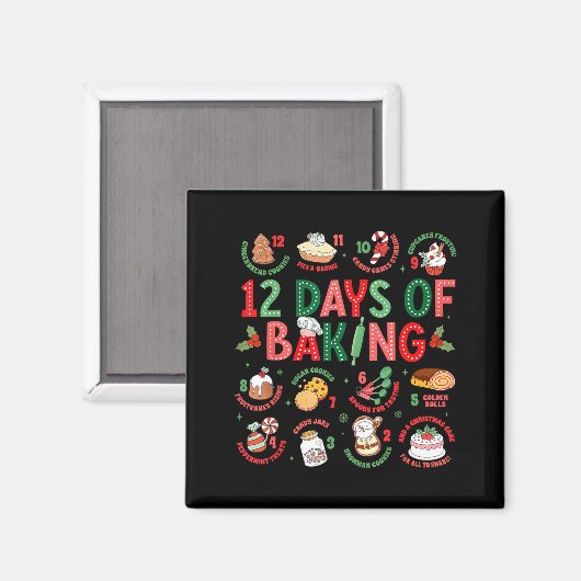 12 Days Of Baking Baker Christmas Cook Chef Baking マグネット (正面/裏面)