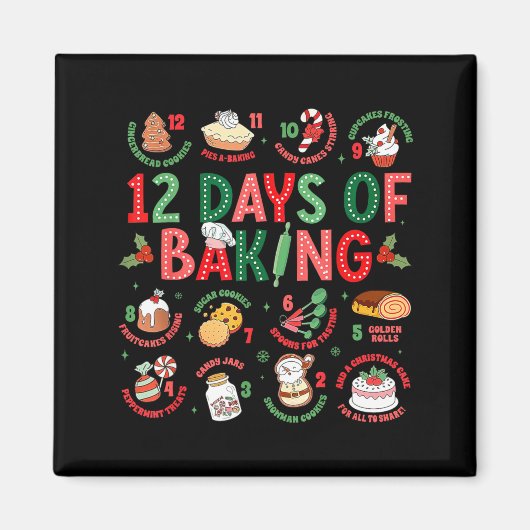 12 Days Of Baking Baker Christmas Cook Chef Baking マグネット (正面)