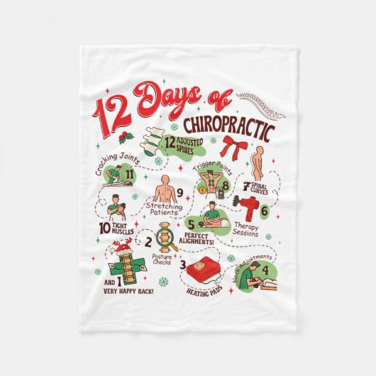 12 Days Of Chiropractic Christmas Chiropractor  フリースブランケット (正面)