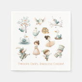 12 Days of Christmas Illustrations  スタンダードカクテルナプキン (正面)