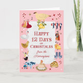 12 Days of Christmas Retro Mid-Century Traditional シーズンカード (正面)