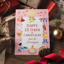 12 Days of Christmas Retro Mid-Century Traditional シーズンカード