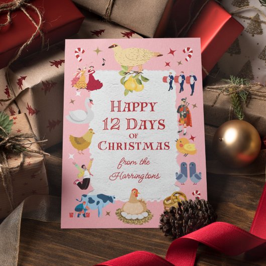 12 Days of Christmas Retro Mid-Century Traditional シーズンカード