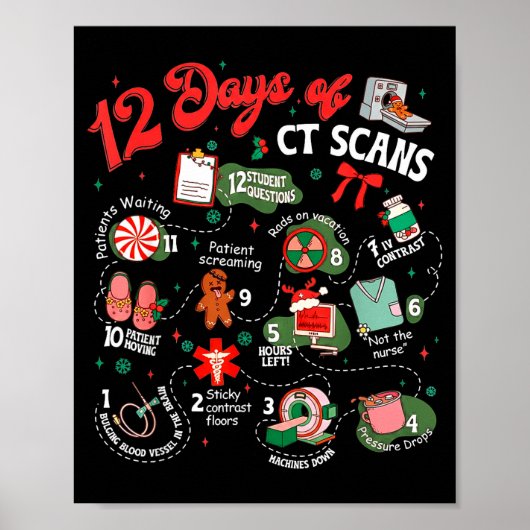 12 Days Of Ct Scans Christmas Ct Tech Cat Scan ポスター (正面)