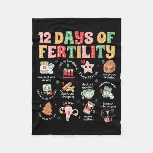 12 Days Of Fertility Ivf Nurse Christmas Ob Gyn Tr フリースブランケット (正面)