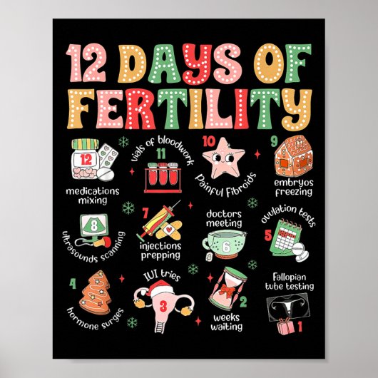 12 Days Of Fertility Ivf Nurse Christmas Ob Gyn Tr ポスター (正面)