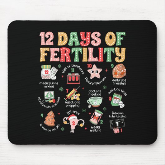 12 Days Of Fertility Ivf Nurse Christmas Ob Gyn Tr マウスパッド (正面)