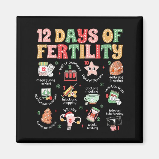 12 Days Of Fertility Ivf Nurse Christmas Ob Gyn Tr マグネット (正面)