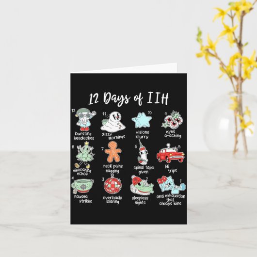 12 Days Of Iih Christmas Awareness Pseudotumor Cer カード (黄色い花)