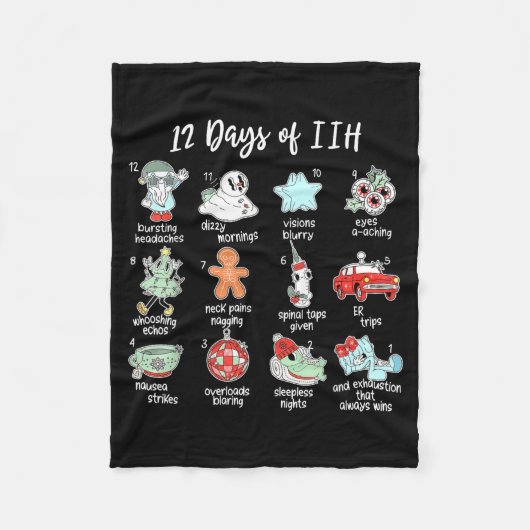 12 Days Of Iih Christmas Awareness Pseudotumor Cer フリースブランケット (正面)