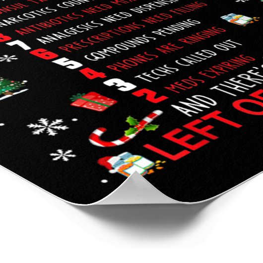 12 Days Of Pharmacy Funny Christmas Pharmacist Tec ポスター (角)