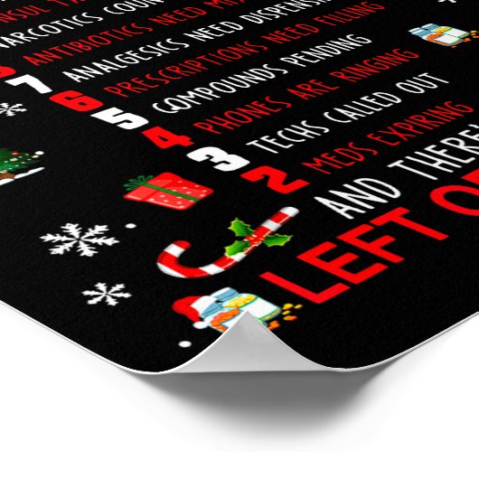 12 Days Of Pharmacy Funny Christmas Pharmacist Tec ポスター (角)
