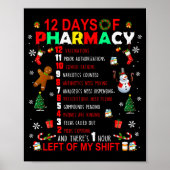 12 Days Of Pharmacy Funny Christmas Pharmacist Tec ポスター (正面)