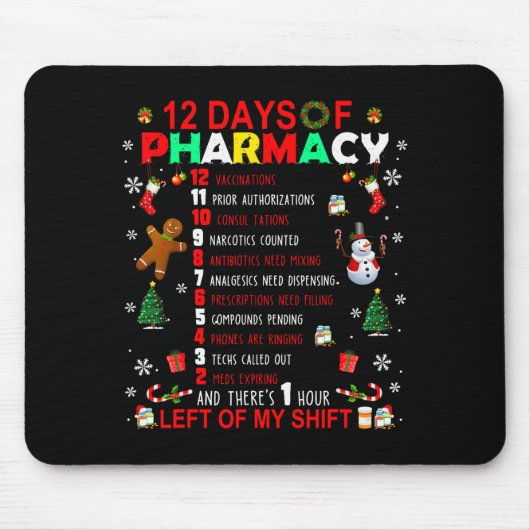 12 Days Of Pharmacy Funny Christmas Pharmacist Tec マウスパッド (正面)