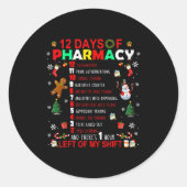 12 Days Of Pharmacy Funny Christmas Pharmacist Tec ラウンドシール (正面)