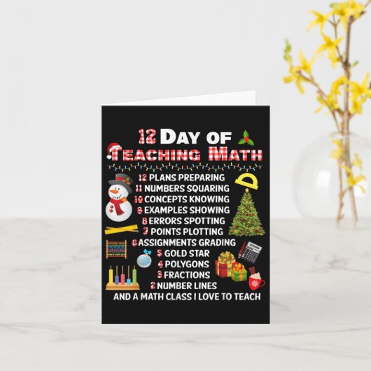 12 Days Of Teaching Math Christmas Math Teacher Xm カード (黄色い花)