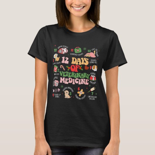 12 Days Of Veterinary Medicine Funny Christmas Vet Tシャツ (正面)