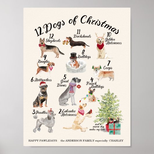 12 Dogs of Christmas in Holiday Spirit Attire ポスター (正面)