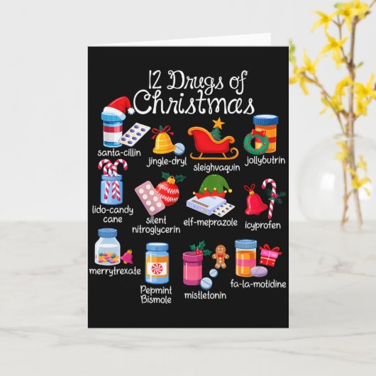 12 Drugs Of Christmas Pharmacist Technician Pharma カード (黄色い花)