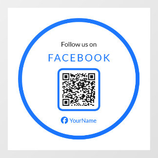 12" Facebookでフォロー QRコード 青 ウィンドウサイン