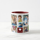 12 Family Photo Collage Quote Monogrammed Maroon マグカップ (中央)